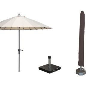 Garden Impressions Manilla parasolset ecru met voet 30 kg en hoes Garden Impressions Manilla parasolset ecru met voet 30 kg en hoes