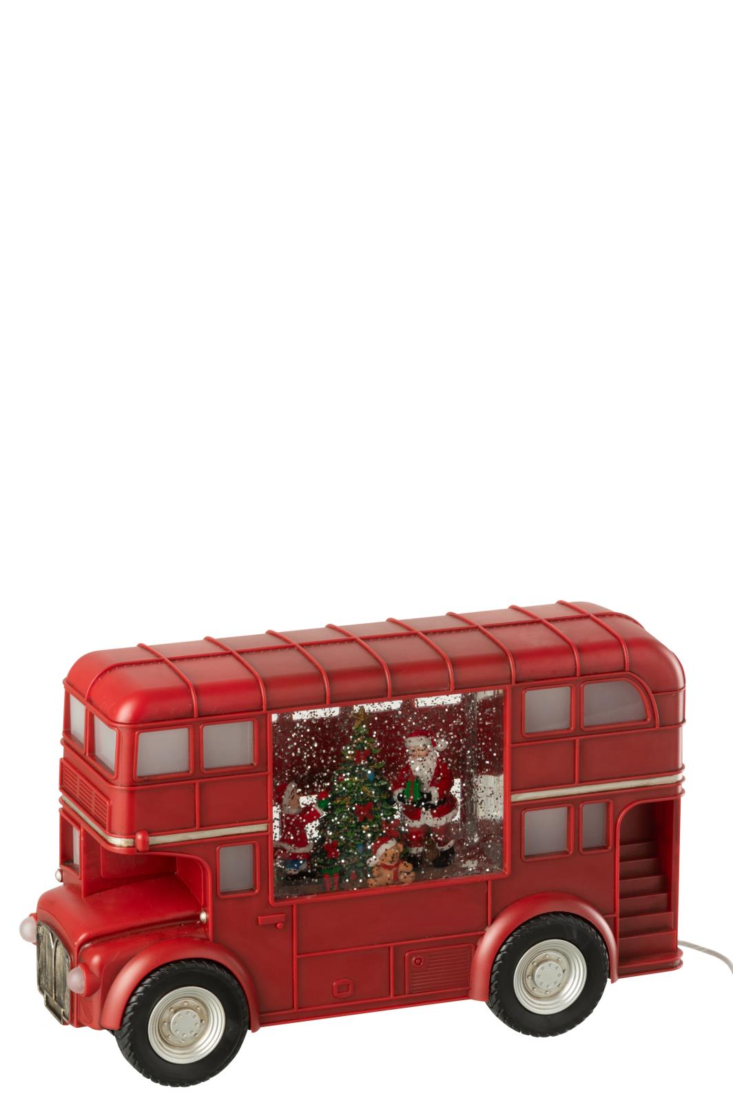J-Line decoratie Bus + Muziek Kerstman - kunststof - mix - LED lichtje