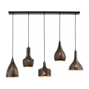 Freelight hanglamp Fueco – 5 lichts – 120 x 150 cm – zwart bruin Freelight hanglamp Fueco – 5 lichts – 120 x 150 cm – zwart bruin
