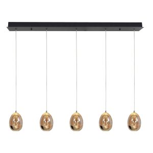 Highlight hanglamp Golden – 5 lichts – 108 x 155 cm – amber zwart Highlight hanglamp Golden – 5 lichts – 108 x 155 cm – amber zwart