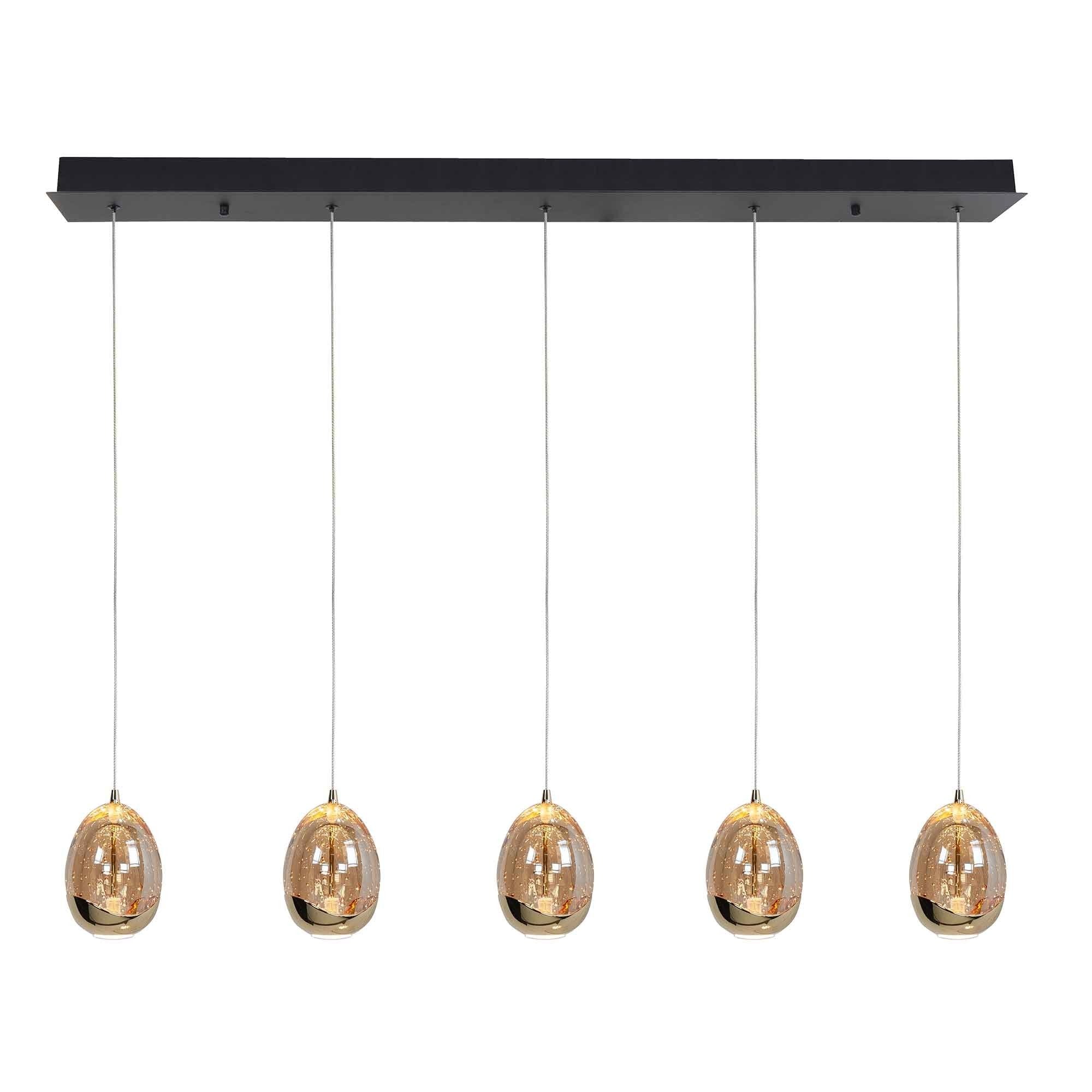 Highlight hanglamp Golden - 5 lichts - 108 x 155 cm - amber zwart