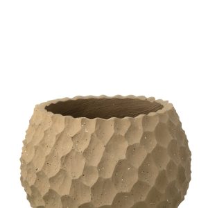 J-Line bloempot Inkepingen + Buiten zand – steen – taupe – small J-Line bloempot Inkepingen + Buiten zand – steen – taupe – small