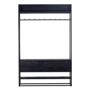 Giga Meubel Kapstokkast Lino – Zwart Hout/Metaal – 130x35x200cm