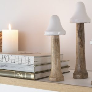 J-Line decoratie Paddenstoel Dun – hout – naturel/wit – 3 stuks J-Line decoratie Paddenstoel Dun – hout – naturel/wit – 3 stuks