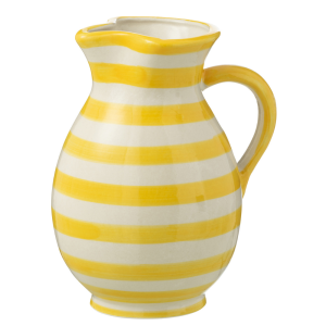 J-Line kruik Granada Stripes – keramiek – wit/geel – medium J-Line kruik Granada Stripes – keramiek – wit/geel – medium