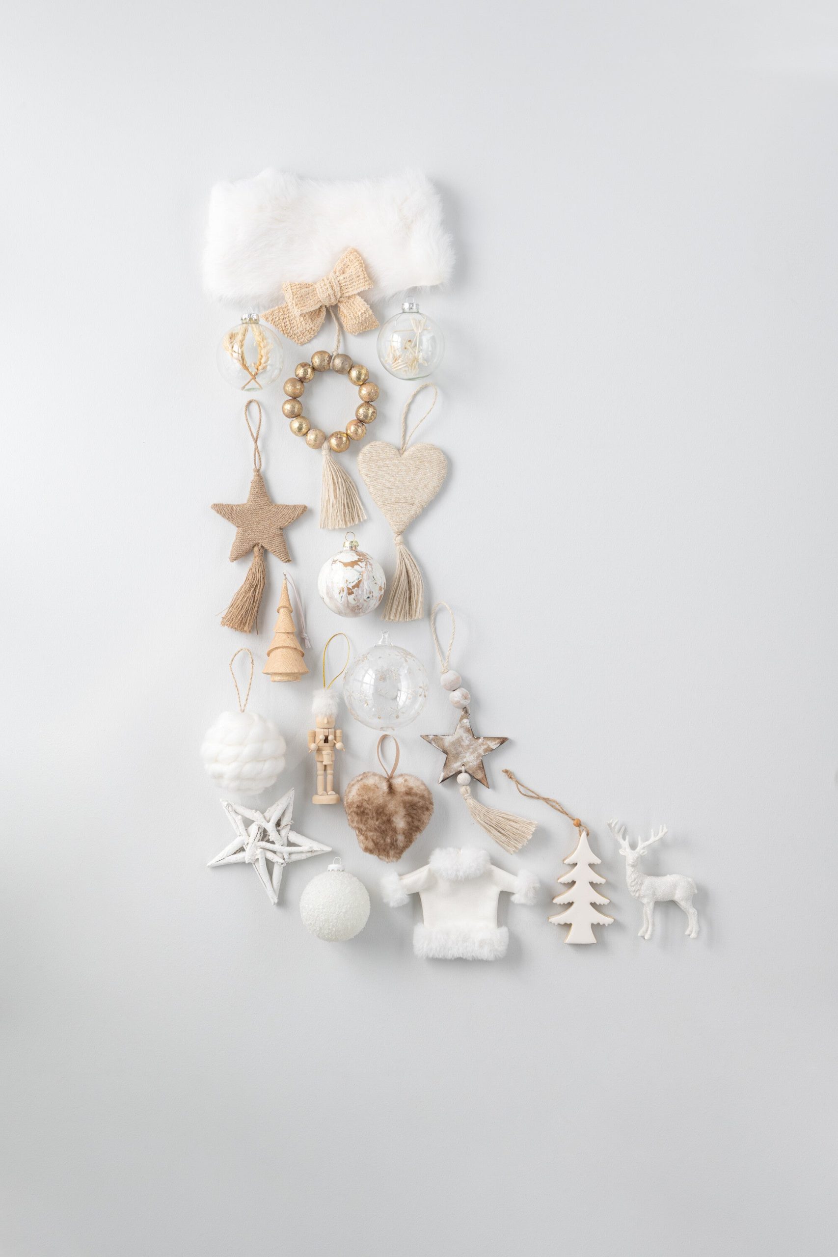 J-Line kerstbal Gedroogde Takjes - glas - transparant/beige - small -