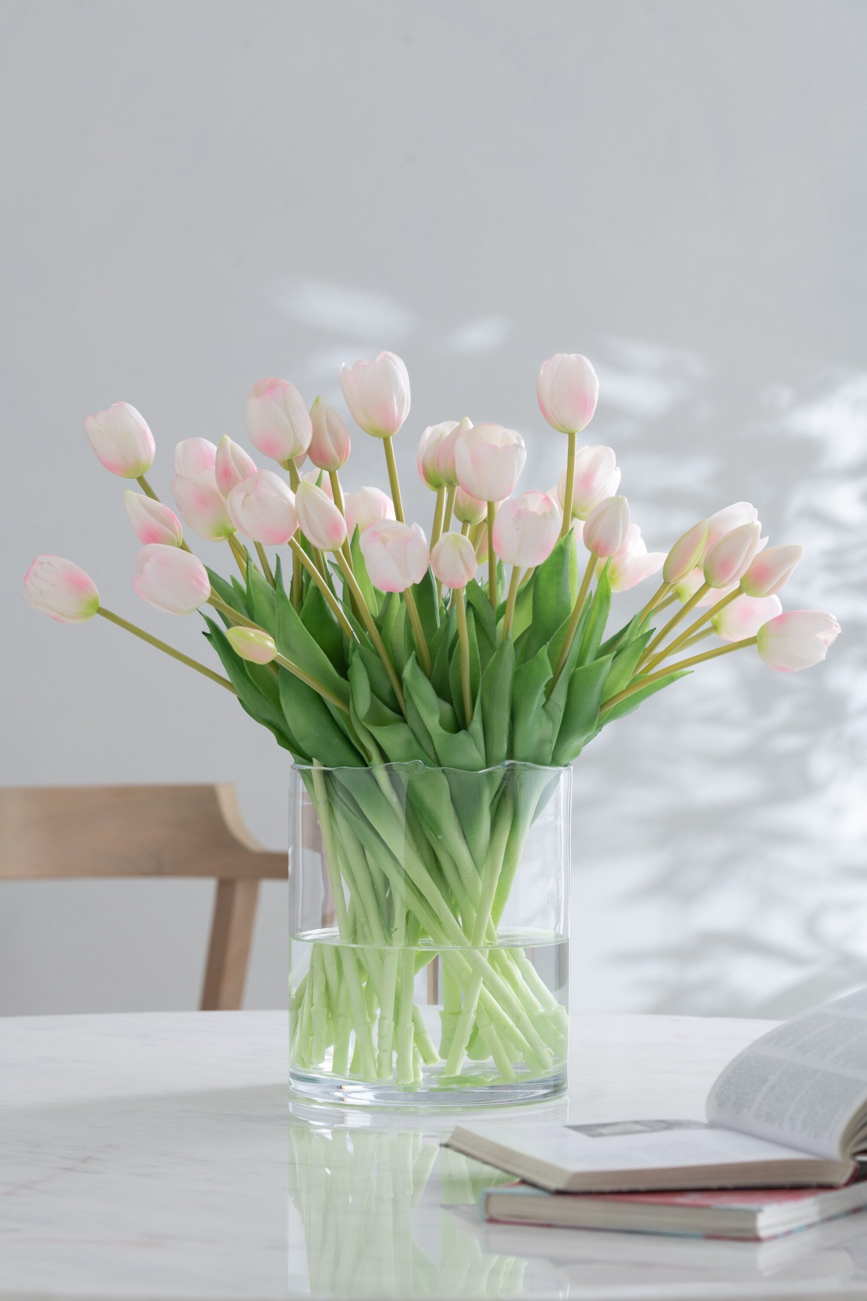J-Line boeket Tulpen 7 stuks - kunststof - lichtroze - small