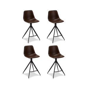 Furnhouse barkruk Isabel – Donkerbruin – Kunstleer – Set van 4