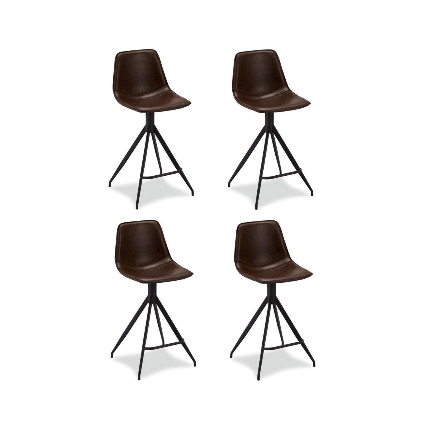 Furnhouse barkruk Isabel - Donkerbruin - Kunstleer - Set van 4