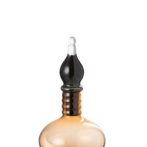 J-Line vaas + stop flesje Joey – glas – bruin – small