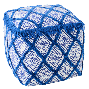 J-Line poef Oosters Patroon – katoen – blauw/wit