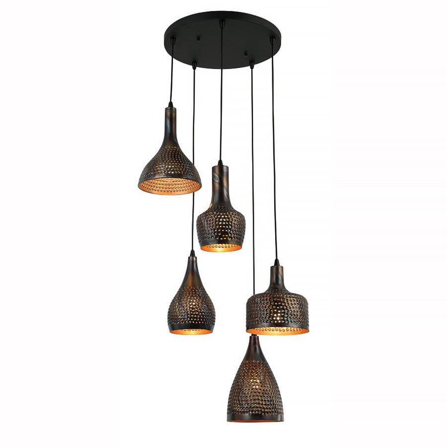 Freelight hanglamp Fueco - 5 lichts - 40 x 180 cm - zwart bruin
