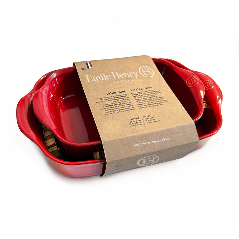 Emile Henry Schaal rechthoekig set van 2 E-box - Grand Cru