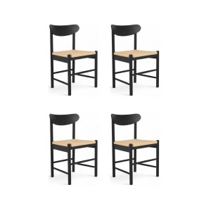 Furnhouse eetkamerstoel Malou – Zwart – Papiergaren – Set van 4