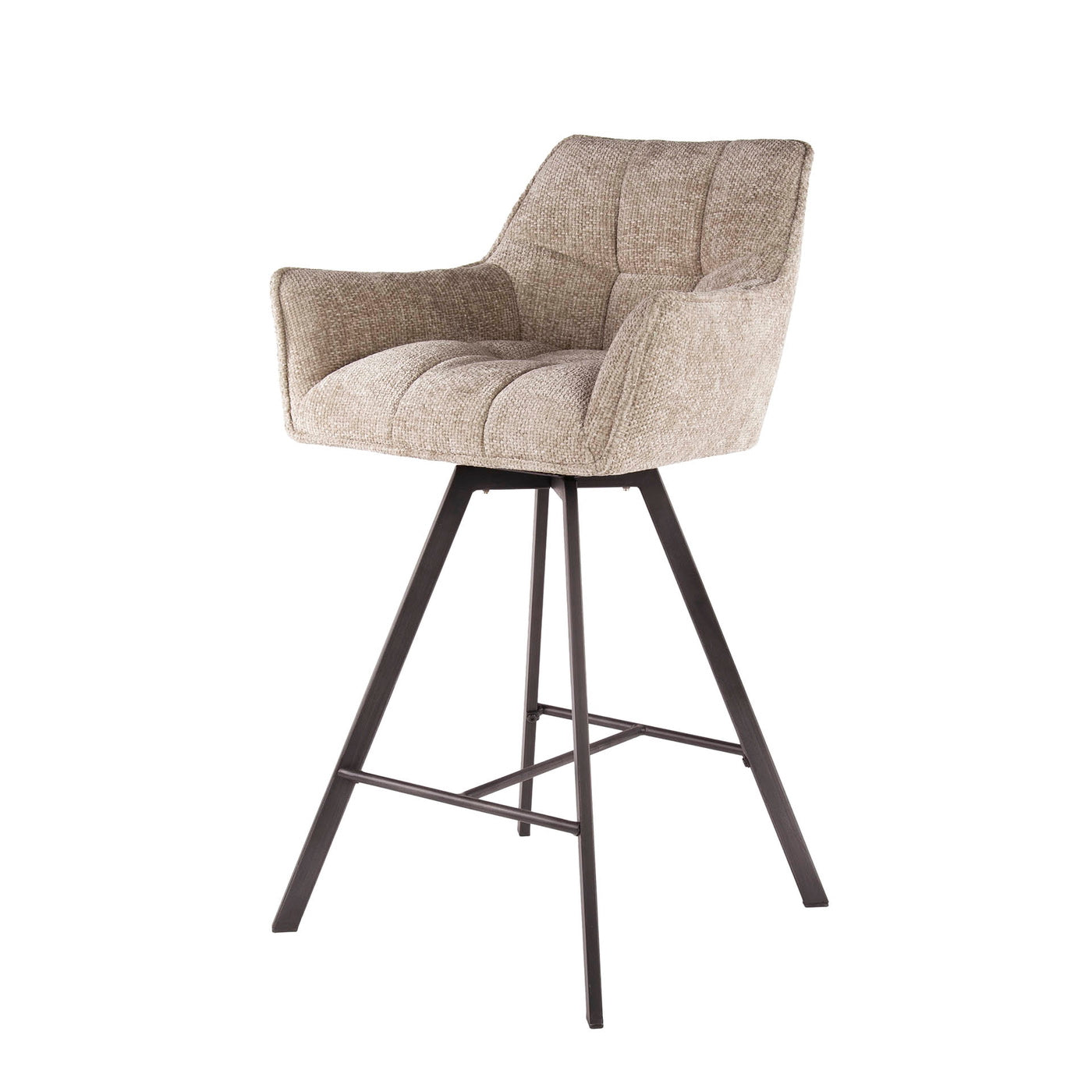 Giga Meubel Barstoel Raster - Zand - Draaibaar - Zithoogte 69cm - Set
