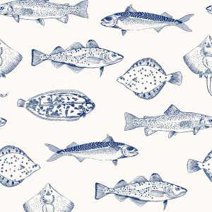 Joules Vliesbehang – Name The Plaice Coast – Blauw – 10mx52cm