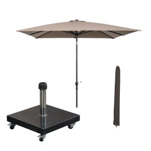 Garden Impressions stokparasol Lotus taupe 250×250 cm met Eureka voet