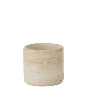J-Line bloempot Olina Rond – cement – creme – small – Ø 11 cm