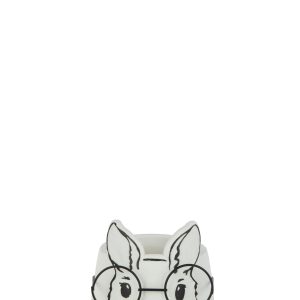 J-Line bloempot Konijn – cement – wit – medium – 2 stuks – Ø 12 cm