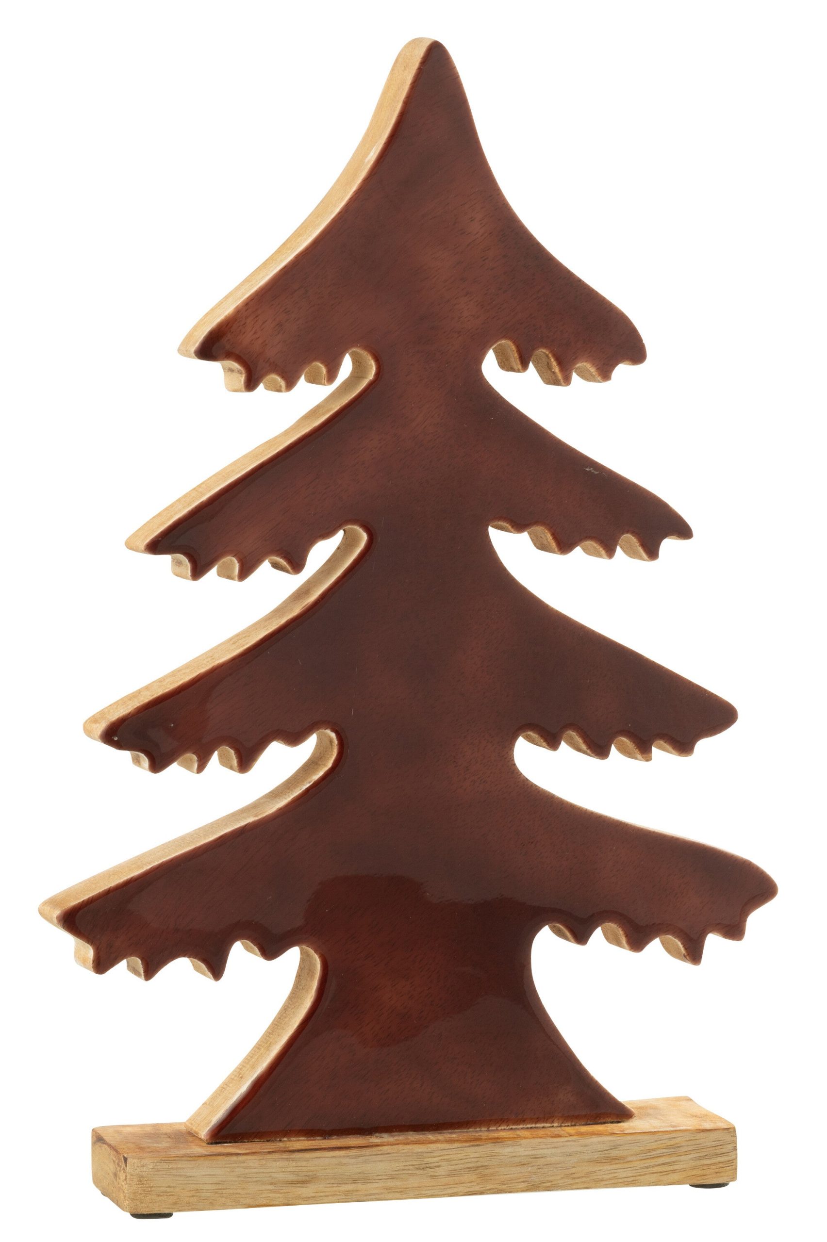 J-Line decoratie Dennenboom Op Voet - hout - bruin/naturel - large