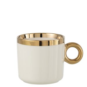 J-Line kop – keramiek – goud/wit
