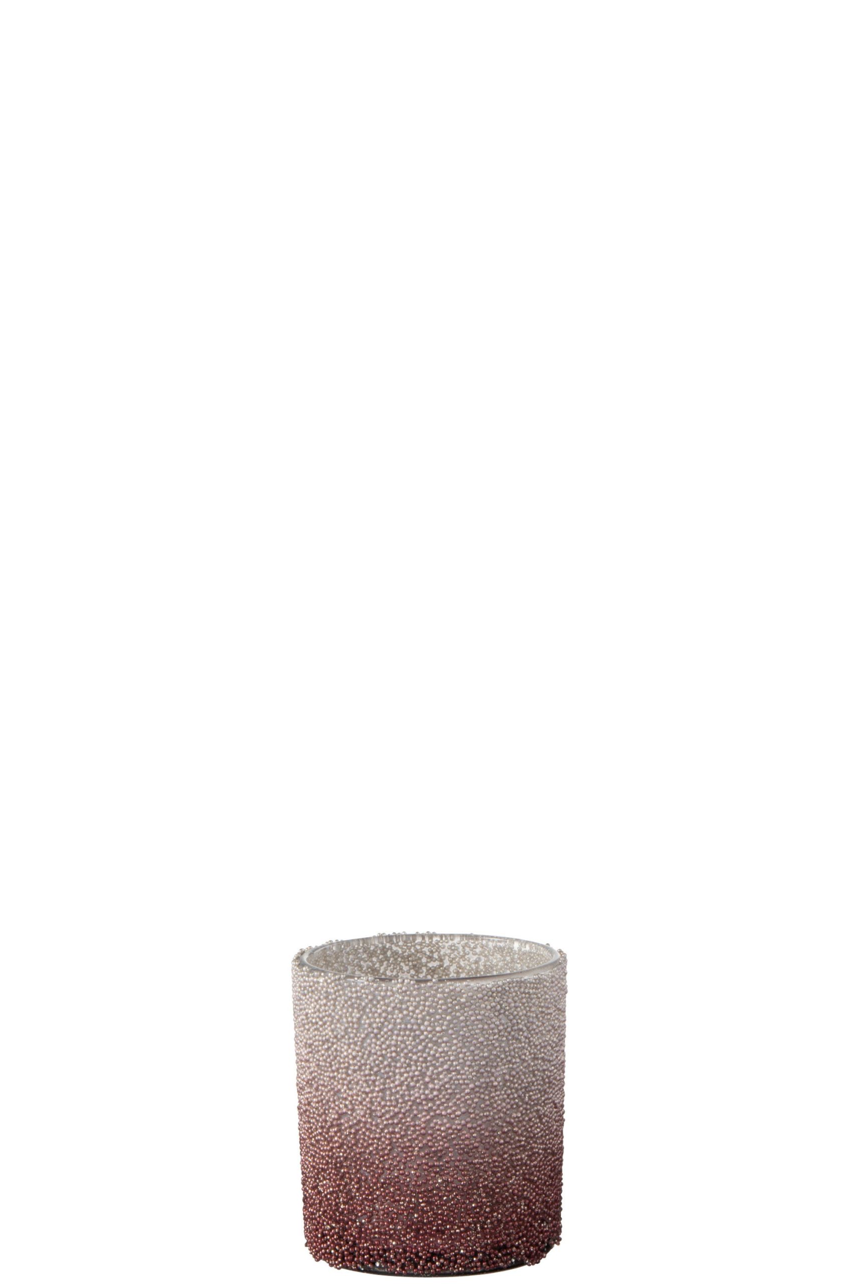J-Line windlicht Parels - glas - rood/champagne - small - 6 stuks