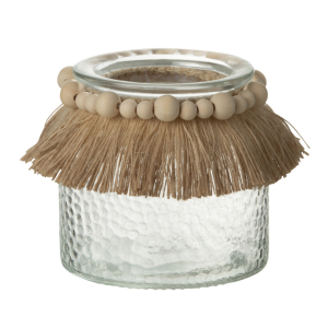 J-Line theelichthouder Kralen Decoratie – glas – transparant – small