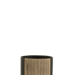 J-Line bloempot Maria Rond – keramiek – zwart – 2 stuks – Ø 12 cm