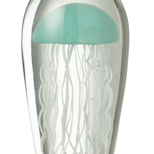 J-Line presse-papier Calypso Ovaal – glas – transparant/lichtblauw – l