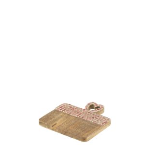 J-Line plateau Hart Mozaiek – mango hout – roze