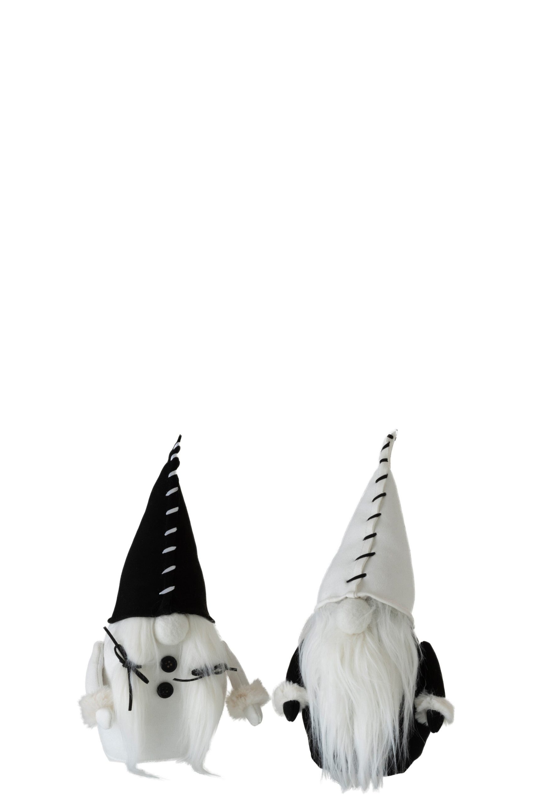 J-Line kerstfiguur Kerstman - textiel - zwart/wit - 2 stuks