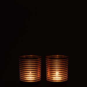 J-Line windlicht Strepen – glas – bruin – small – 2 stuks J-Line windlicht Strepen – glas – bruin – small – 2 stuks
