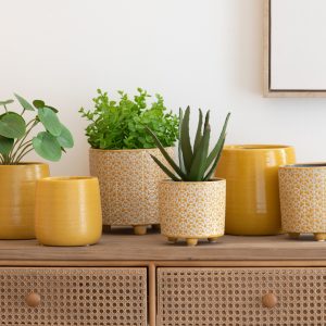 J-Line bloempot Effen – keramiek – oker – small – 2 stuks – Ø 12 cm J-Line bloempot Effen – keramiek – oker – small – 2 stuks – Ø 12 cm