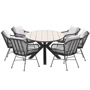 Garden Impressions tuinset Lucas – Tulli zwart – light teak look – 7-d Garden Impressions tuinset Lucas – Tulli zwart – light teak look – 7-d