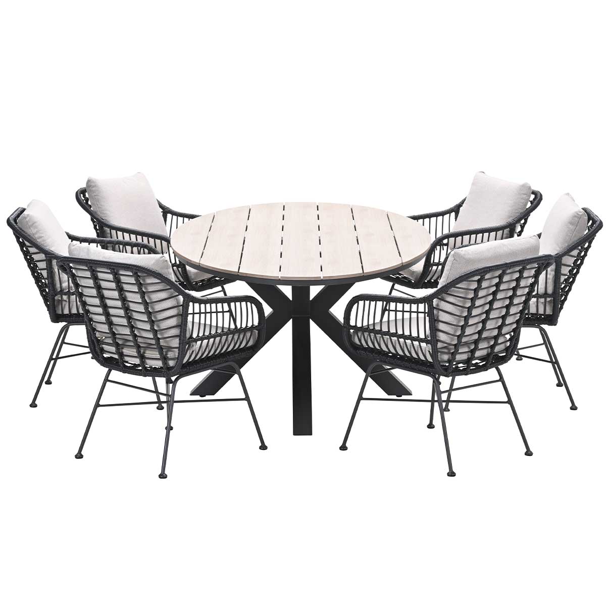 Garden Impressions tuinset Lucas - Tulli zwart - light teak look - 7-d