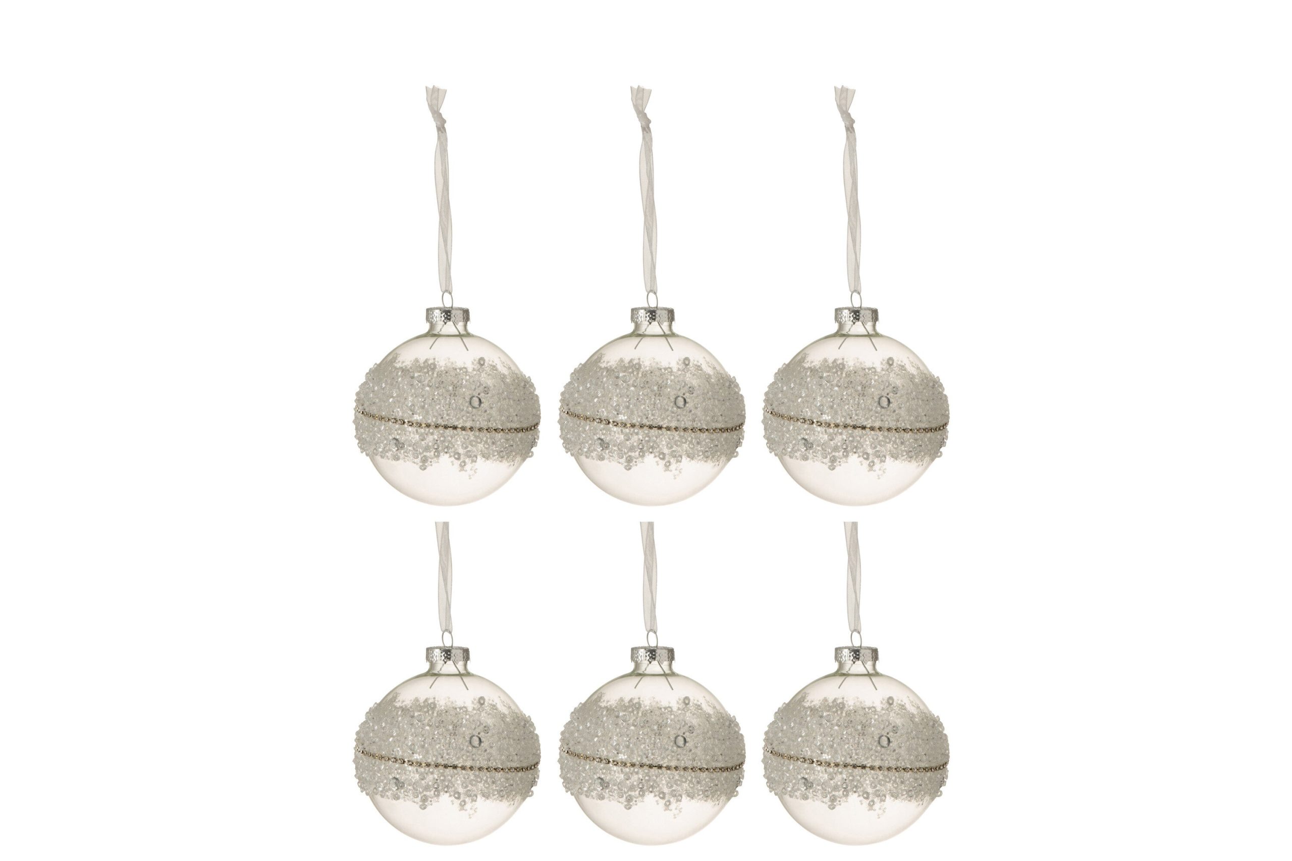 J-Line kerstbal Suiker Midden Diamanten Lijn - glas - small - doos van