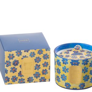 J-Line geurkaars Hapiness Blooms – White Musk Violet – blauw/geel – sm J-Line geurkaars Hapiness Blooms – White Musk Violet – blauw/geel – sm