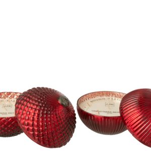 J-Line geurkaars Kerstbal – glas – bordeaux – large – 2 stuks J-Line geurkaars Kerstbal – glas – bordeaux – large – 2 stuks