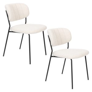 Housecraft Living Jolien Eetkamerstoelen Zwart/Bouclé – Set van 2 Housecraft Living Jolien Eetkamerstoelen Zwart/Bouclé – Set van 2