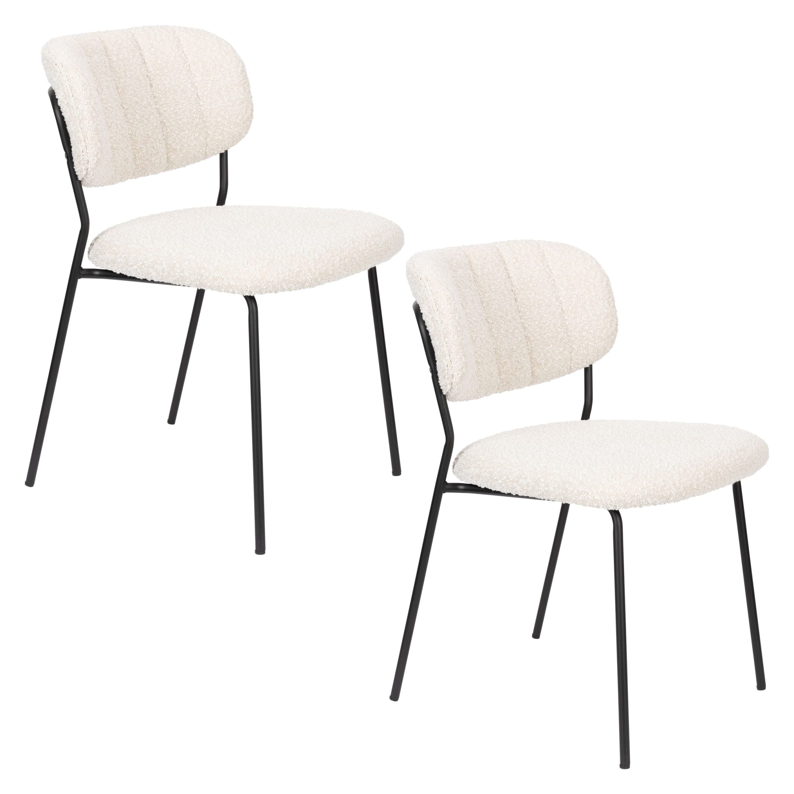 Housecraft Living Jolien Eetkamerstoelen Zwart/Bouclé - Set van 2