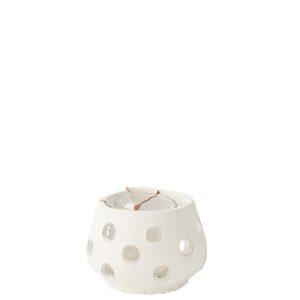 J-Line theelichthouder Ibiza Rond – keramiek/glas – wit