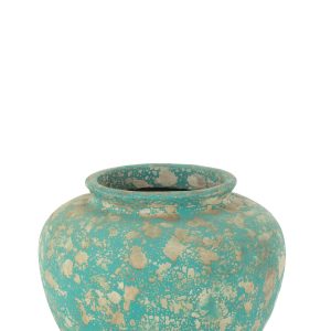 J-Line vaas Pot Antique Rond – cement – azuur – Ø 60 cm J-Line vaas Pot Antique Rond – cement – azuur – Ø 60 cm