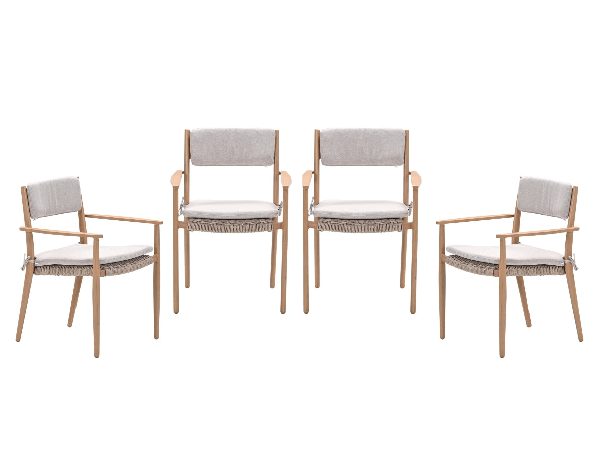 Garden Impressions Parijs tuinstoelen set van 4 – light teak look / de