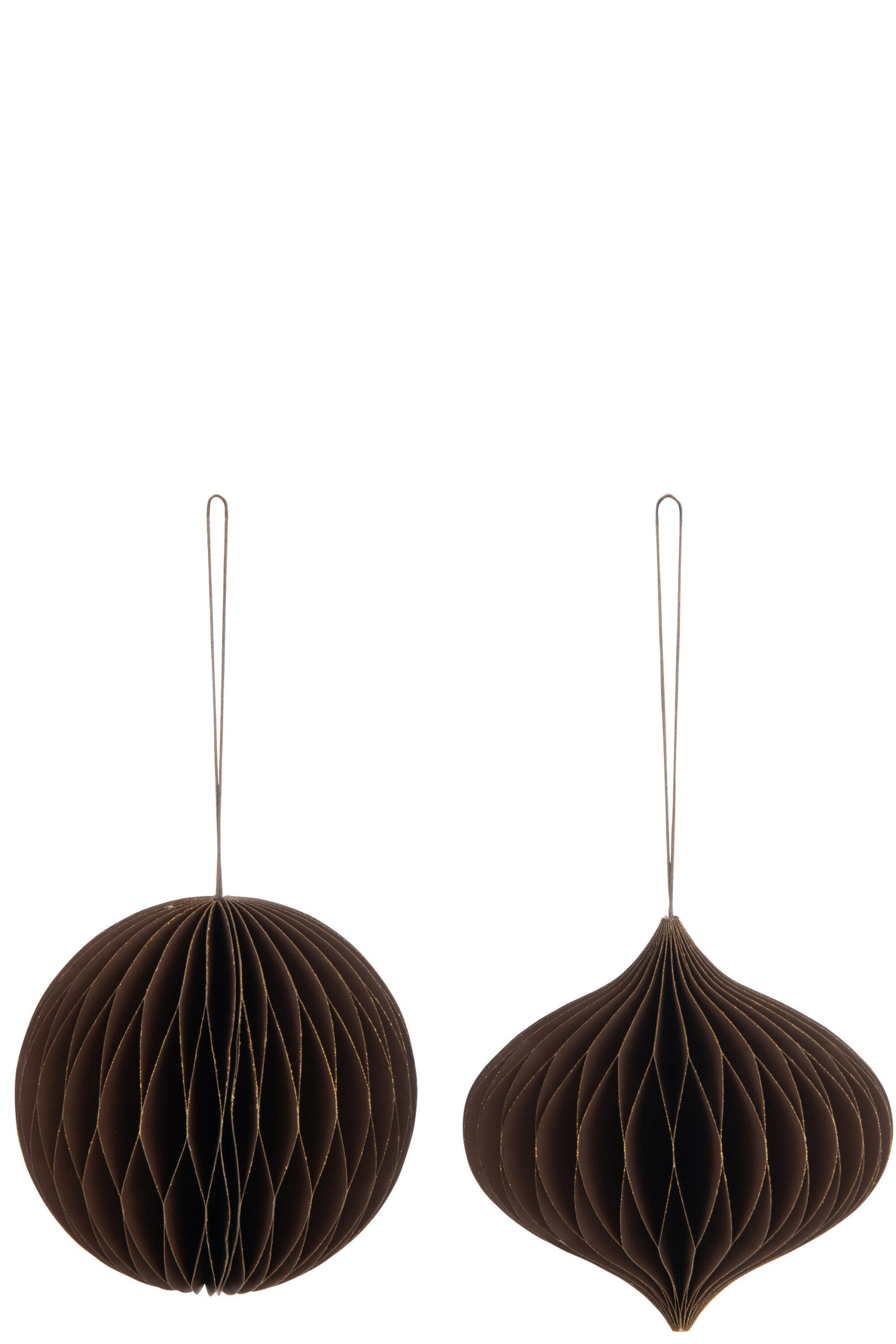 J-Line kersthanger Bal - papier - bruin - large - 2 stuks