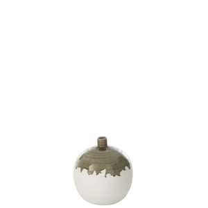 J-Line vaas Olea Fles – olijfgroen/wit – small – Ø 21.5 cm