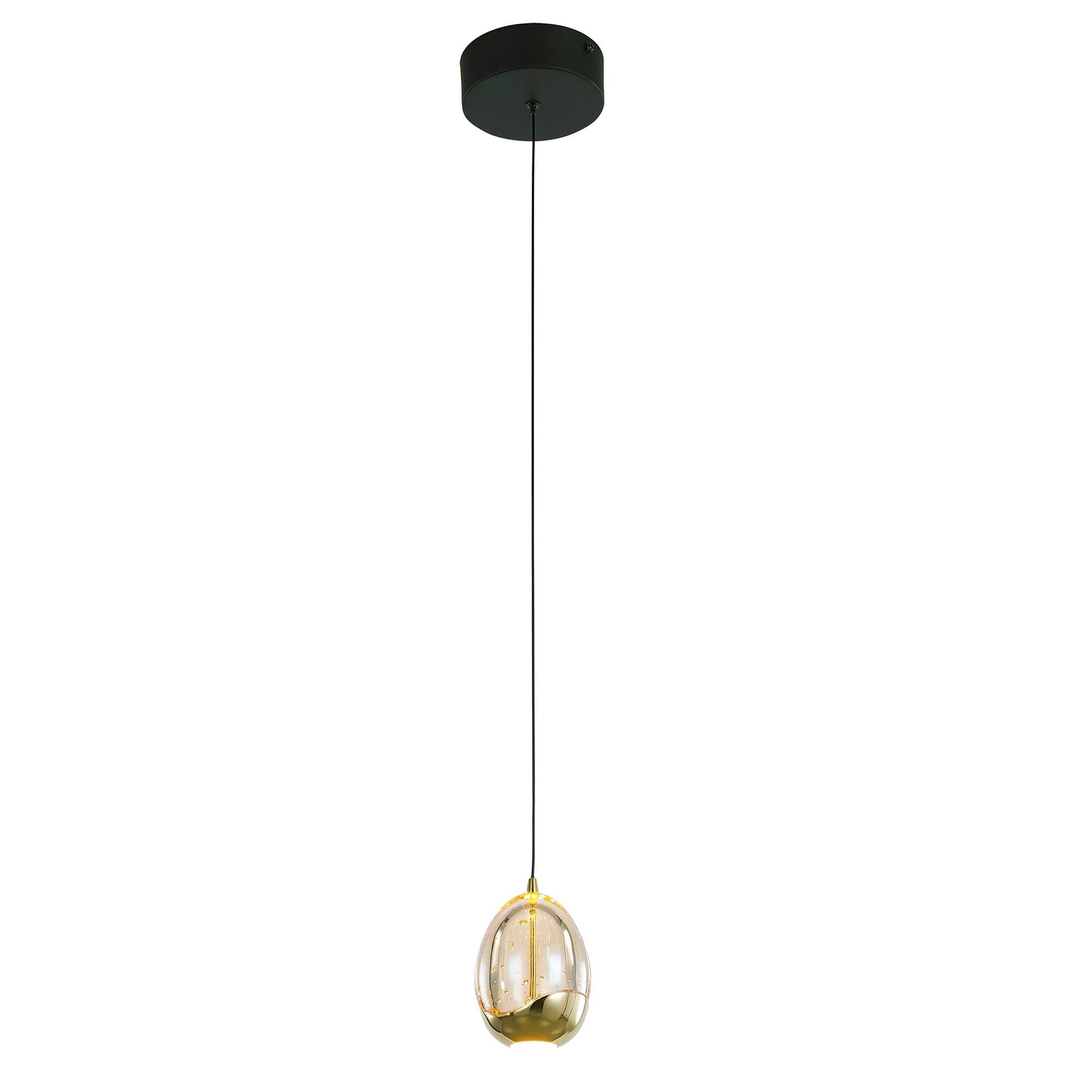 Highlight hanglamp Golden - 1 lichts - 13 x 155 cm - amber zwart