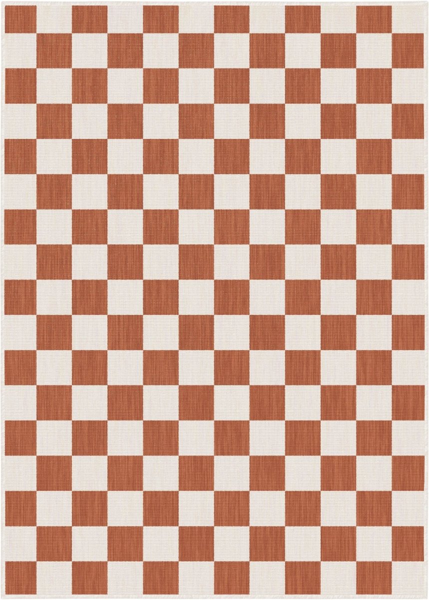 Buitenkleed Level blokken - checkerboard - roest - Interieur05 - 240 x