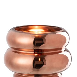 J-Line theelichthouder/vaas Cléa – glas – bruin – Ø 20 cm