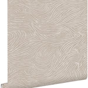 ESTAhome behang 3d golvende lijnen taupe – 53 cm x 10.05 m – 139661