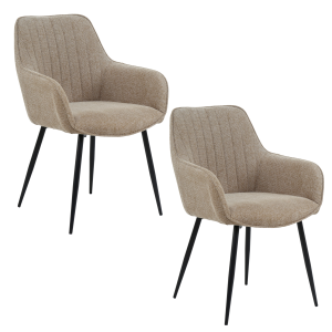 Housecraft Living Maud Eetkamerstoelen Armleuning Taupe – Set van 2 Housecraft Living Maud Eetkamerstoelen Armleuning Taupe – Set van 2